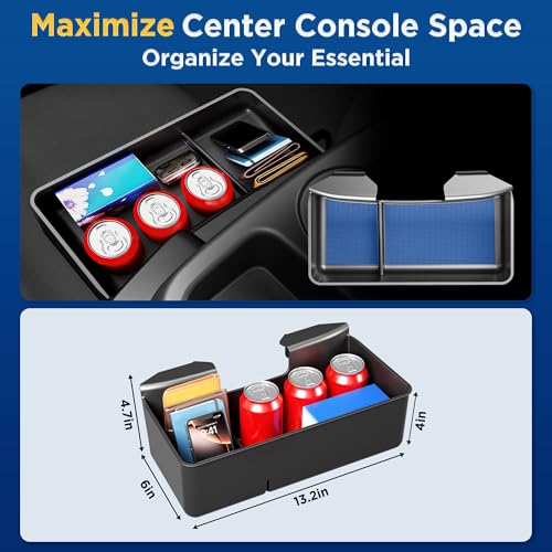 Center Console Hanging Organizer Tray for Chevy Silverado/Sierra 1500(2019-2026) & Silverado/Sierra 2500HD 3500HD(2020-2026) Accessories(Split-Bench Folding Seat Only) Black