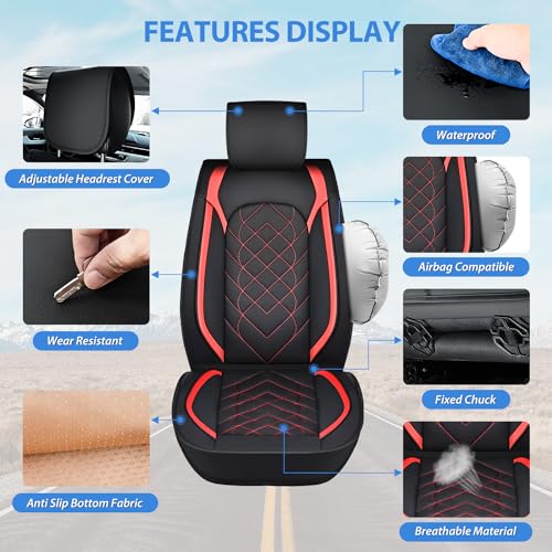 Nilight Car Seat Covers Custom Fit 2009-2024 F150 and 2017-2024 F250 F350 F450 Waterproof Wear-Resistant Faux Leather Anti Slip Cushion Set (2PCS Front Seats Cover) - color: Front Sets 2 Seat, style: Ford 2009-2024