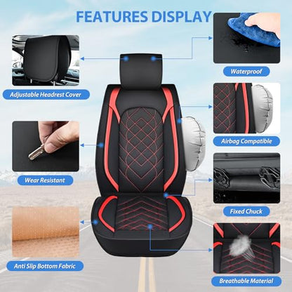 Nilight Car Seat Covers Custom Fit 2009-2024 F150 and 2017-2024 F250 F350 F450 Waterproof Wear-Resistant Faux Leather Anti Slip Cushion Set (2PCS Front Seats Cover) - color: Front Sets 2 Seat, style: Ford 2009-2024
