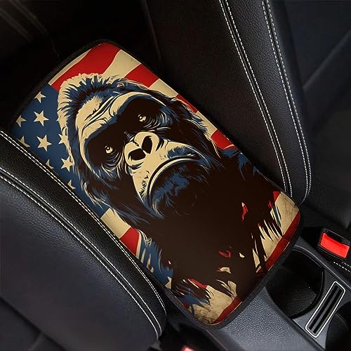 Car Center Console Pad, Universal Waterproof Car Armrest Seat Box Cover, Car Interior Accessories for Most Vehicle SUV Truck Vintage American Flag Gorilla Car Armrest Pad - color: vintage american flag gorilla