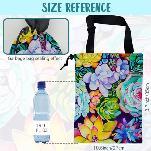 Car Trash Bag Abstract Succulent Plant Leak-Proof Waterproof Car Garbage Bag with Drawstring Foldable Canvas Trash Bin with Adjustable Buckle for Car Accessories, Travelling, Camping - color: Abstract Succulent Plant