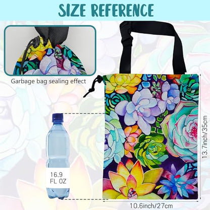 Car Trash Bag Abstract Succulent Plant Leak-Proof Waterproof Car Garbage Bag with Drawstring Foldable Canvas Trash Bin with Adjustable Buckle for Car Accessories, Travelling, Camping - color: Abstract Succulent Plant