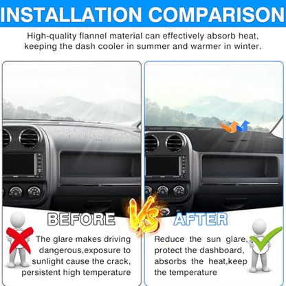 Autorder Dashboard Cover Mat for Jeep Compass 2009–2016 Accessories Dash Cover Upgrade Flannel Dash Mat Sunshade Glare UV Rays Protector - size: 2009-2016 Jeep Compass