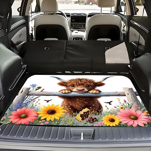 Universal Car Trunk Mat 29" x 39", Cute Highland Cattle All Weather Trunk Protection Cargo Liner, Durable Cargo Mat Rear Trunk Liner, Stylish Vehicle Interior Accessories Suitable for Most Car Models - color: Cute Highland Cattle