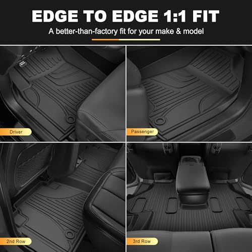 AOMSAZTO Floor mats Compatible with 2019-2024 Nissan Armada/Infiniti QX80 (7 Seats) Custom Fit All Weather TPE Heavy Duty Car Cargo Mat & Seatback Mat Armada Accessories - style: 11)19-24 Armada Floor Mats and Cargo Mat Sets