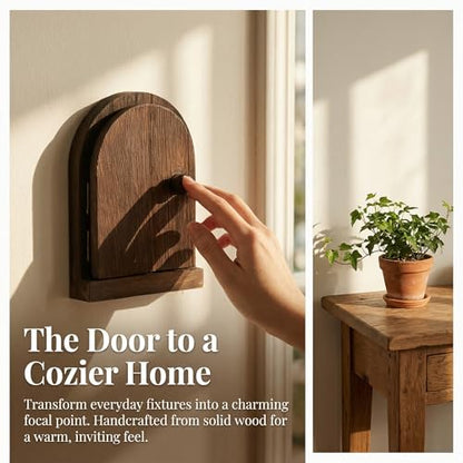 Wood Door Outlet Cover Light Switch Cover Plate Frame, Dustproof, Receptacle Plate Protector, Dark Brown