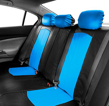 FH Group Highest Grade Faux Leather Split Bench Seat Cover, Rear Set – Universal Fit for Cars Trucks & SUVs (Blue/Black) PU008013 - color: Blue, size: Rear Set