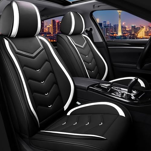 CTDS Car Seat Covers for Honda Civic 2000-2026, Stylish Sport Seat Cover, Premium Nappa Leather Car Seat Cover. Automobile Seat Covers Sets.(Standard 2 Seats/Black White) - color: Black White, size: Standard 2 Seats