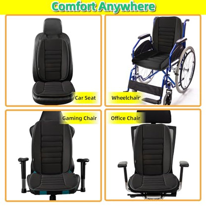 kingphenix Car Seat Cushion with Back Support Pillow: Enhanced Comfort Memory Foam Design for Pain Relief, Ideal for Drivers and Office Use - Ergonomic Lumbar Comfort for Long Sitting - Black