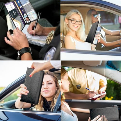 Car Registration and Insurance Holder with Magnetic Closure, Universal Document Organizer for License, Insurance Cards & Glove Box Storage (Leopard-Black) - color: Leopard-Black