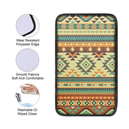 UNICEU Tribal Aztec Car Armrest Cover Universal Auto Center Console Pad Fit for Most Cars SUV Truck Sedan - color: Tribals