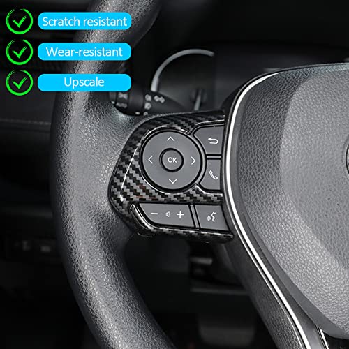 Toyota RAV4 ABS Carbon Fiber Grain Steering Wheel Button Sequins Cover Trim Compatible with Toyota RAV4 2023 2022 2021 2020 2019 Interior Protective Accessories（3pcs） - color: Steering Wheel Button Cover