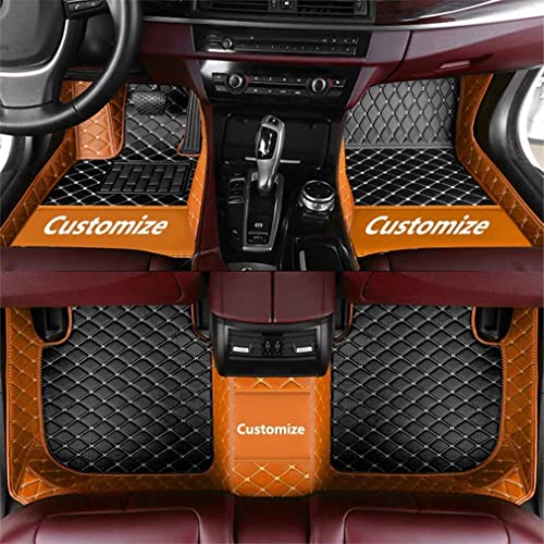 Custom Personalized Floor Mats - Luxury Full Coverage All Weather Mats, Anti-Slip Leather Set, Fits 98% of Cars, Trucks & SUVs (Orange with Black) - color: Orage with Black