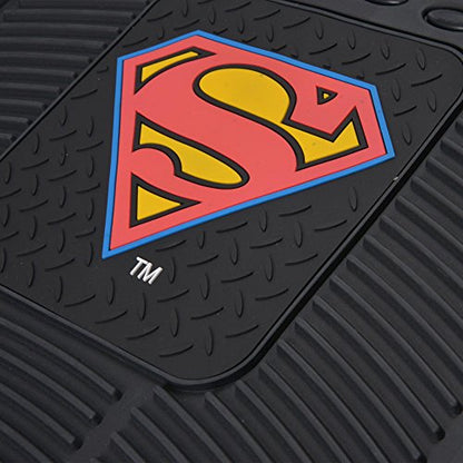 BDK Warner Bros DC Comics Superman Superhero Car Accessories - All Weather Heavy Duty Rubber Liners - Anti-Slip 27 x 18 in Car Mats - Universal Fit Floor Mats