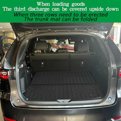 Large Cargo Liners Custom Fit for 2024 2025 Mazda CX90, Foldable Trunk Mat for 2024 Mazda CX-90, TPE All Weather Waterproof Rear Cargo Mat Easy to Clean-Black - size: 2024 2025 Mazda CX90 Cargo Liner