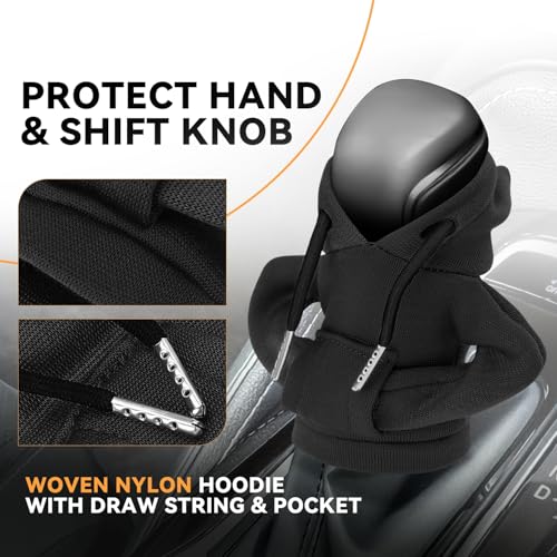Auto Dynasty 2pcs Car Gear Shift Knob Hoodie, Mini Hoodie Shifter Cover, Automotive Interior Decoration, Gear Shifter Stick Protector, Auto Manual Transmission Lever Cover, Black