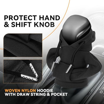 Auto Dynasty 2pcs Car Gear Shift Knob Hoodie, Mini Hoodie Shifter Cover, Automotive Interior Decoration, Gear Shifter Stick Protector, Auto Manual Transmission Lever Cover, Black