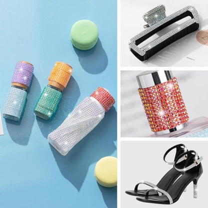 Rhinestone Ribbon Self Adhesive Crystal Rhinestones, 6-Rolls Bedazzling Strips, 6-Yard Rhinestone Strips for DIY Craft, Rhinestones Tape Self Adhesive - color: 6 Colors-2