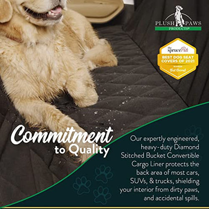 Convertible Cargo Liner | Diamond Stitching | Washable & Waterproof Dog Cargo Protection | Cover Car, Truck, & SUV | Nonslip, Tear Resistant Pet Cargo Cover | Regular Black