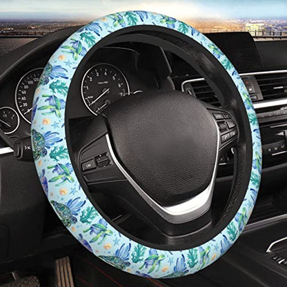 Sea Turtle Steering Wheel Cover Anti-Slip,Sweat Absorption Universal 15 inch Steering Wheel Covers Cute car Accessories for Men Women - color: 1