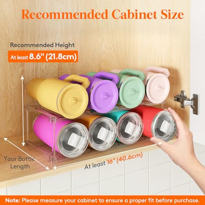 Lifewit Stackable Bottle Storage Organizer, Clear Freestanding Wine Holder for Cabinet, Large Slot Water Bottle Tumbler Cup Organizer for Pantry, Plastic Wine Rack for Fridge Cellar, 2Tier Hold 8 - size: 2 Tier-8 Bottle