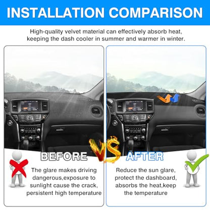 Autorder Dashboard Cover Mat for 2013-2020 Nissan Pathfinder Accessories Dash Cover Upgrade Velvet Dash Mat Sunshade Glare UV Rays Protector - size: 2013-2020 Nissan Pathfinder
