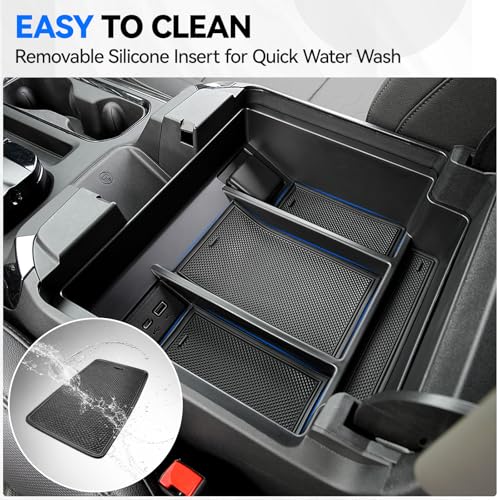2PCS Center Console Organizer tray and Armrest Storage for 2023-2026 Chevy Silverado/GMC Sierra 1500 Accessories, 2024-2026 Silverado/Sierra 2500HD 3500HD(Only Fit Console with Bucket Seat) - style: 22-26 Silverado1500&24-26 2500HD/3500HD