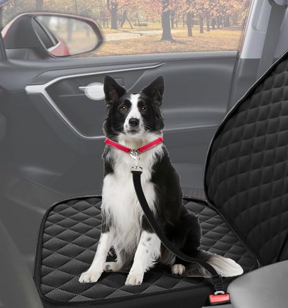 Dog Car Seat Cover for Dogs, Waterproof Upgraded New Front Car Seat Cover for Dogs, Car Seat Protector, Large Cars Covers for Dog Seat Cover for SUV Truck Pick-up Universal Black
