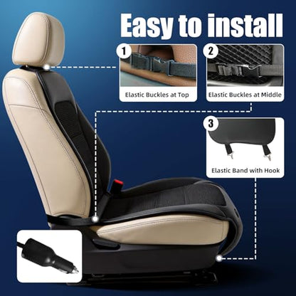 Upgraded Cooling Car Seat Cover, Cooling Seat Covers For Cars Trucks, 12V-24V 3-Speed Air Cooled Car Seat Cushion, Universal Fit for Summer Truck SUV Office, Non-slip Breathable 3D Mesh Leather, Black