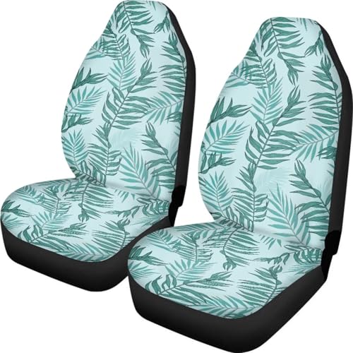 Dreaweet Tropical Car Seat Covers for Women Green Leaves Print Seat Covers for Cars Trucks SUV Cute Car Accessories 2 Pcs Car Seat Protector Front Seats Only - color: Green Leaves