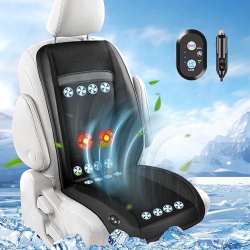 12V 16 Fans Cooling Car Seat Cover with Massaage, Ventilated Cooling Car Seat Cushion with & Auto Start/Stop, Summer Driver Seat Cooler Cooling Pad for Vehicle SUV, 1PCS