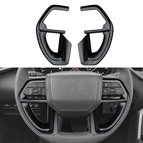 INTGET 2PCS Steering Wheel Cover for 2022-2025 2026 Toyota Tundra Accessories Carbon Fiber Steering Wheel Protector Trim Interior for 2023 2024 2025 2026 Toyota Sequoia Accessories - color: Steering Wheel Cover