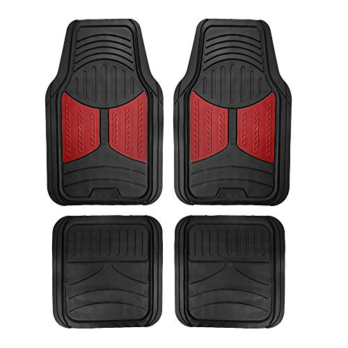 FH Group Automotive Floor Mats - Heavy-Duty Monster Eye Rubber Floor Mats for Cars, Universal Fit Full Set, Climaproof Floor Mats, Trimmable Floor Mats for Most Sedan, SUV, Truck Floor Mats Burgundy - color: Burgundy, size: Universal, style: Floor Mat Set