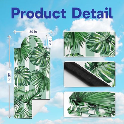 2 Pack Car Seat Towel Covers, Sweat Protector for Front Seats, Premium Thickened Microfiber with Palm Leaves, Breathable & Quick Dry, Slip-on Headrest Pocket for Gym Running Beach Universal Fit - color: Palm Leaves