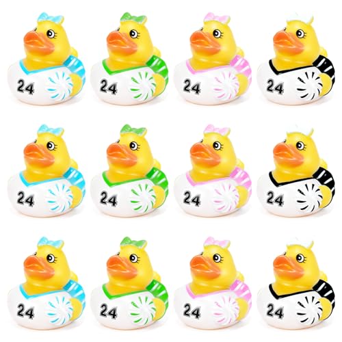 12Pcs Cheer Rubber Ducks Bulk, 4 Colors Small Rubber Ducks Cheerleader Team Inspirational Gifts for Car Dashboard Decor, Home Decoration, Cruise Ducks - color: Style5