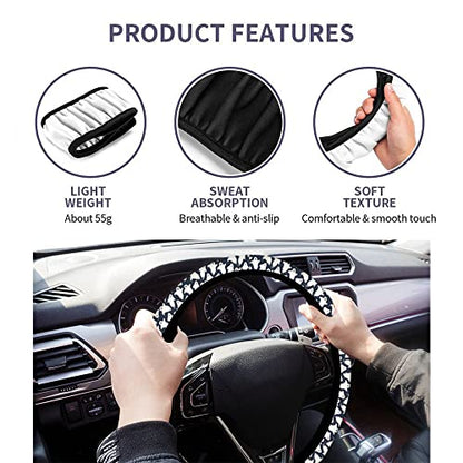 Swono Steering Wheel Covers Cute Ghosts, Halloweeen Funny Dancing Ghosts Non Slip Neoprene Car Wrap Cover Comfort Grip Stretch-On Automotive Steering Wheel Protector 15 Inch - color: Cute Ghosts