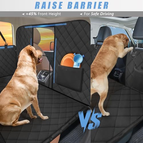 Back Seat Extender for Dogs-Large Space, Hard Bottom High Barrier Dog Car Seat Cover for Back Seat Hold 420lb, Backseat Protector Pet Bed, Waterproof Dog Hammock for Car SUV and Trucks - color: Matte Black, size: L - For Cars/ Mid-Size SUV/ Small Truck