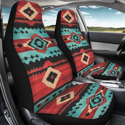 Dreaweet Aztec Seat Covers for Cars Front Seats Only Native American Navajo Geometric Seat Covers 2 Pack Breathable Washable Car Seat Protective Cover Universal Seat Cover for SUV Sedan Van Trucks - color: Aztec Navajo