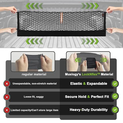 Truck Bed Cargo Net Trunk Netting Compatible with 2015+ Ford F150 & 2017+ F250/F350/F450 (Snap-in Tie Down) Accessories, Pickup Cargo Organizer SUV Sedan Storage Net w/Heavy Duty Carabiners - style: 2015+ F150 & 2017+ F2/3/450(Snap-In Tie Down)