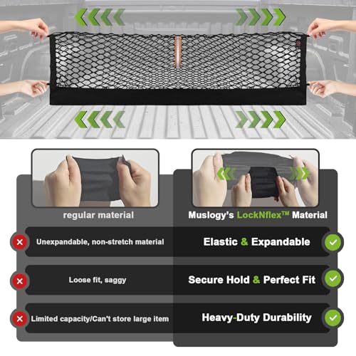 Truck Bed Cargo Net Trunk Netting Compatible with 2015+ Ford F150 & 2017+ F250/F350/F450 (Snap-in Tie Down) Accessories, Pickup Cargo Organizer SUV Sedan Storage Net w/Heavy Duty Carabiners - style: 2015+ F150 & 2017+ F2/3/450(Snap-In Tie Down)