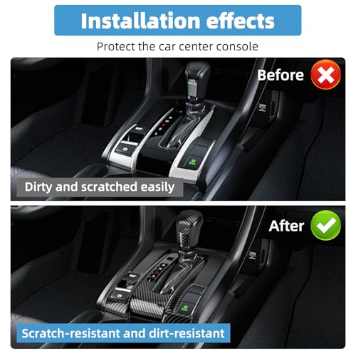 Center Console Gear Shift Panel Cover for Honda 10th Gen Civic 2016 2017 2018 2019 2020 2021 Accessories Interior Decorations Carbon Fiber Style Accessories(Not for Manual Transmission)