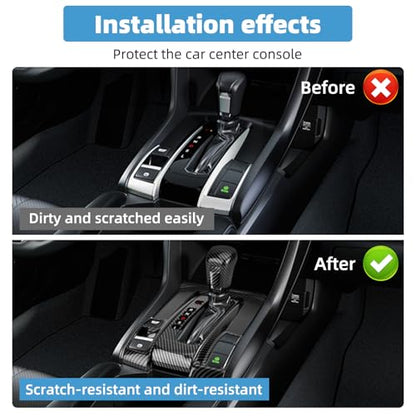 Center Console Gear Shift Panel Cover for Honda 10th Gen Civic 2016 2017 2018 2019 2020 2021 Accessories Interior Decorations Carbon Fiber Style Accessories(Not for Manual Transmission)