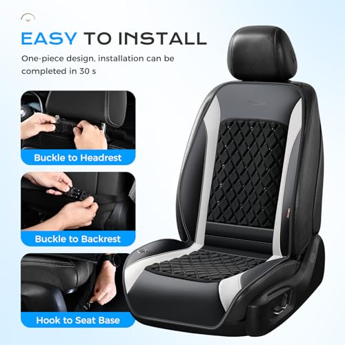 Coverado Upgraded Cooling Car Seat Cushion 8 Turbo Fans 12V-24V Ventilated Cooling Seat Cover 3 Adjustable Wind Speeds Long Lasting Coolness Summer Driving Universal Fit for Car SUV Truck Gray - color: Gray-a