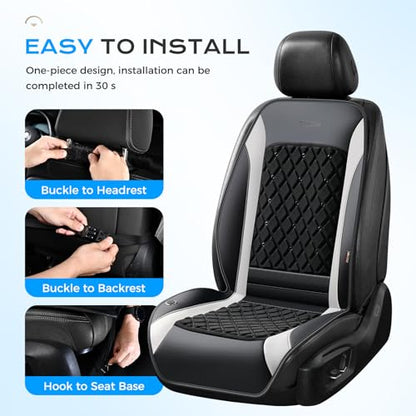 Coverado Upgraded Cooling Car Seat Cushion 8 Turbo Fans 12V-24V Ventilated Cooling Seat Cover 3 Adjustable Wind Speeds Long Lasting Coolness Summer Driving Universal Fit for Car SUV Truck Gray - color: Gray-a