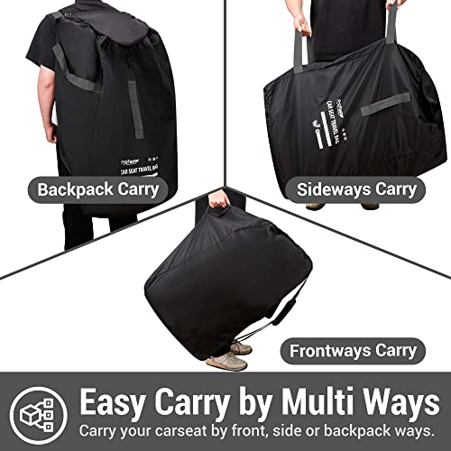 Car Seat Travel Bag Backpack for Air Travel Universal Infant Carseat Gate Check Bag Cover for Airplane, Foldable with Pouch, Gray - color: Gray