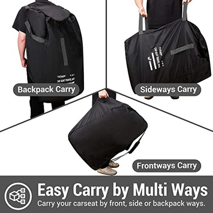 Car Seat Travel Bag Backpack for Air Travel Universal Infant Carseat Gate Check Bag Cover for Airplane, Foldable with Pouch, Gray - color: Gray