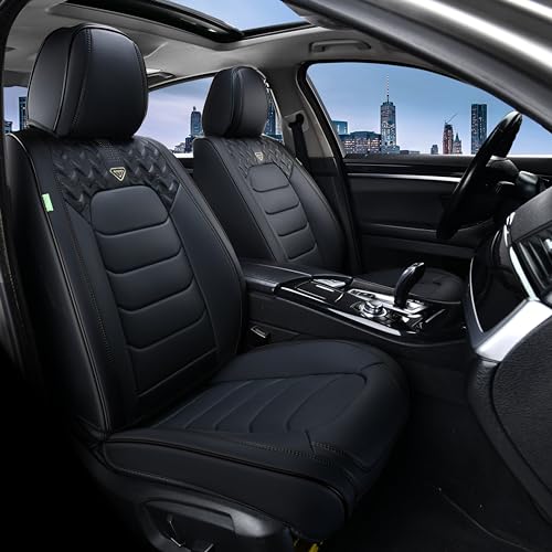 FLORICH Car Seat Covers, Leather Seat Covers, Front Seat Covers 2PCS,Waterproof Car Seat Protector, Auto Driver Seat Covers Accessories Fit for Most SUV Trucks(Black, Front Pair) - color: Black, size: Frontpair