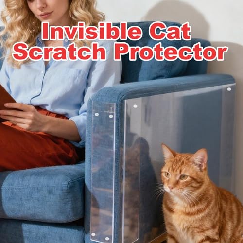 Anti Cat Scratch Furniture Protector - 18-Pack Transparent Furniture Protectors from Cat Claws Easy-Apply Scratching Deterrent and Shield for Sofa Corners, Walls, Doors- with 80 Twist Pins