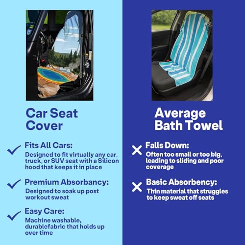 2 Pack Car Seat Towel Covers, Sweat Protector for Front Seats, Premium Thickened Microfiber with Elastic Strap, Breathable Quick Dry, Machine Washable Cover for Gym Running Universal Fit Hot Spring - color: Hot Spring2