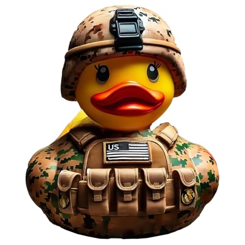 Armed Army Duck, Veteran Tribute Duck, Military Uniform Armed Forces Resin Ducks for Jeeps Ducking, Veterans Memorial Duck Honoring Veterans Rubber Duckies for Veteran Gifts Veterans Day Decor (D) - color: D